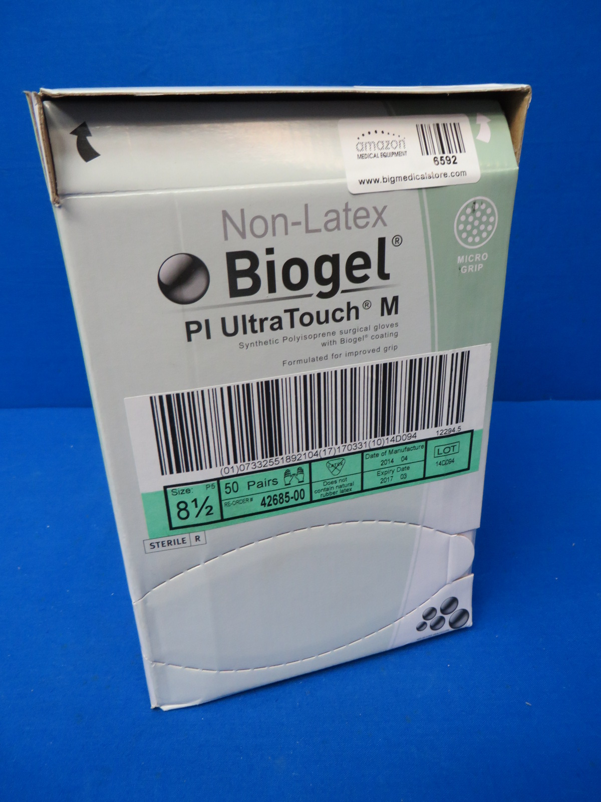 Used Biogel 42685-00 Size 8 1/2 50 Pairs Expiry 03/2017 PI Ultra Touch ...