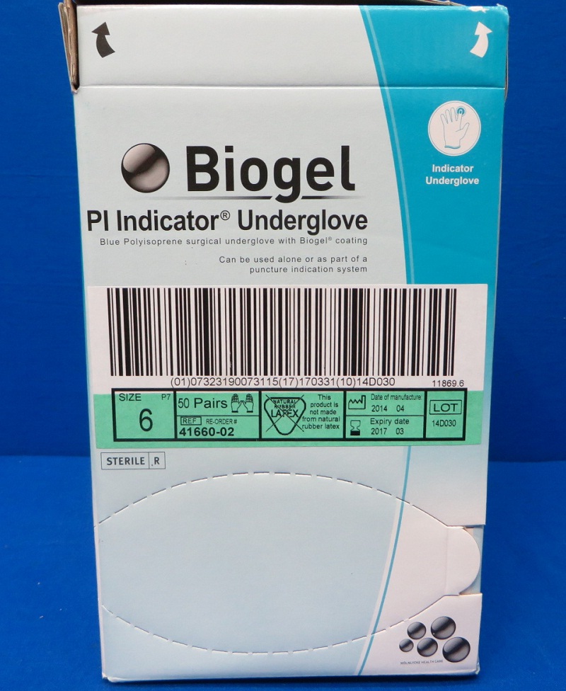 New Biogel 4166002 50 Pairs Blue Polyisoprene Surgical Undergloves, Size 6
