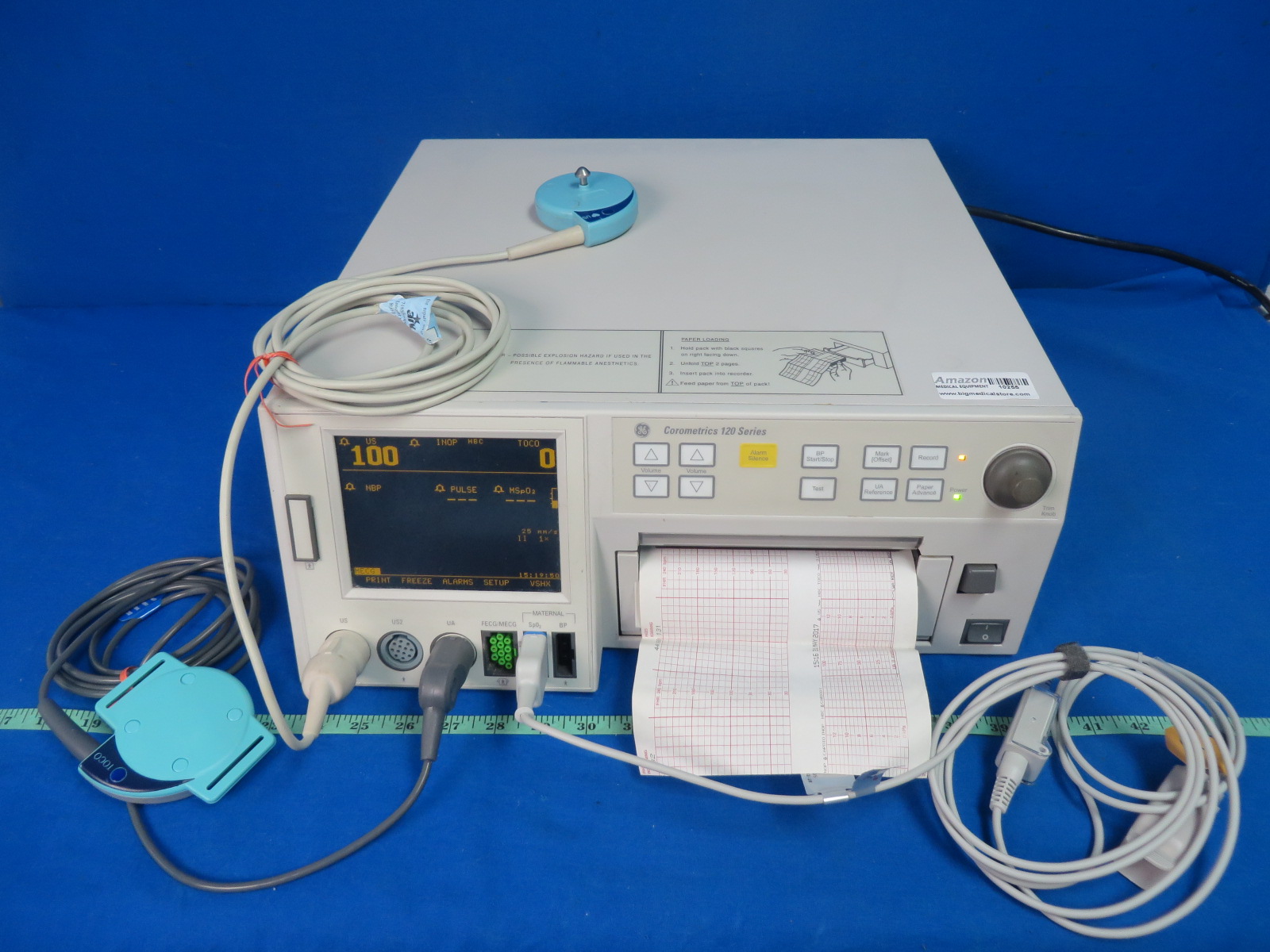 GE Corometrics 120 Series Fetal Monitor with Spo2 Finger Sensor and