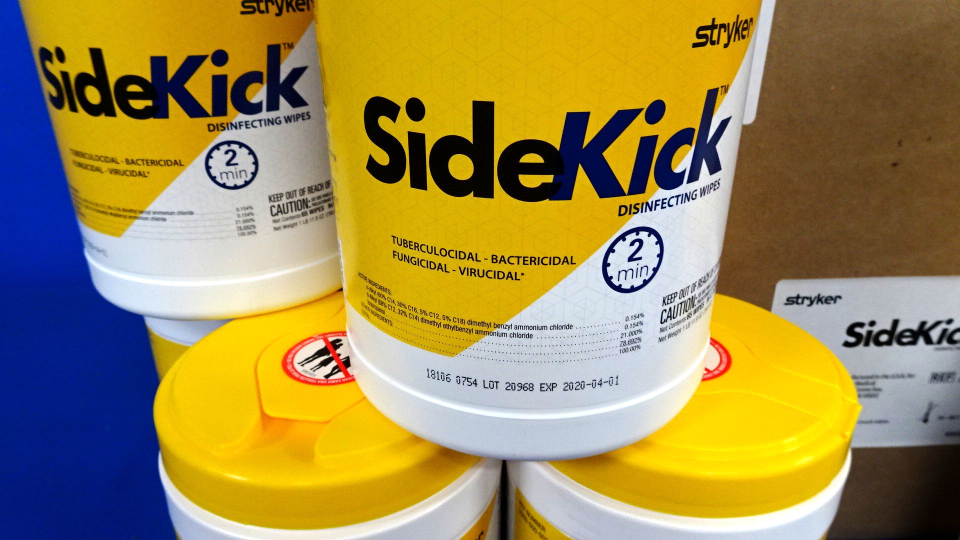 Stryker Disinfecting Wipes, Case of 12 Cans, Virucidal, Exp 4/1/2020