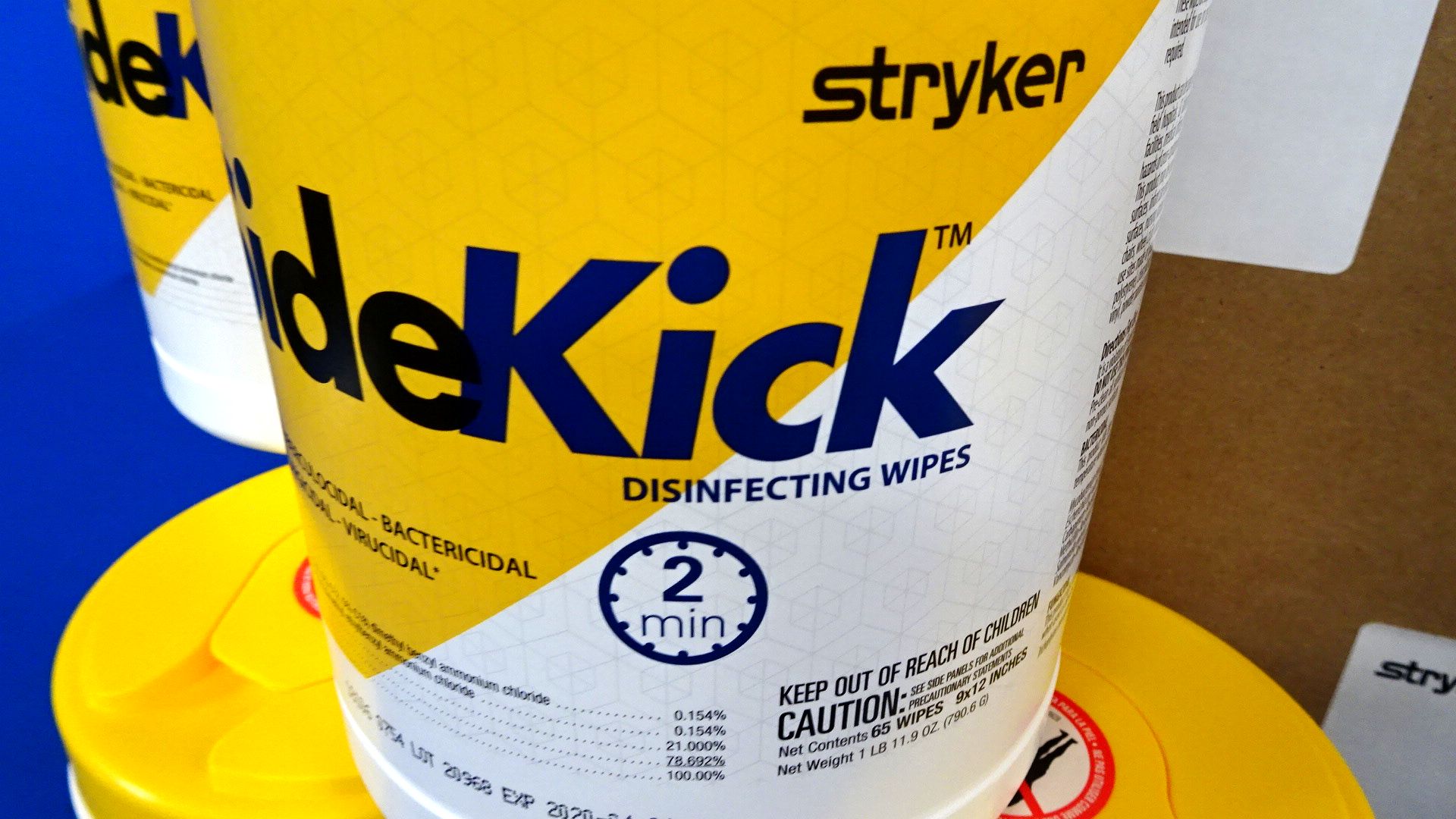 Stryker Disinfecting Wipes, Case of 12 Cans, Virucidal, Exp 4/1/2020